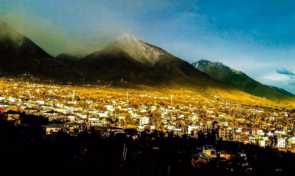 Dharamshala city with Dhauladhar mountain ranges